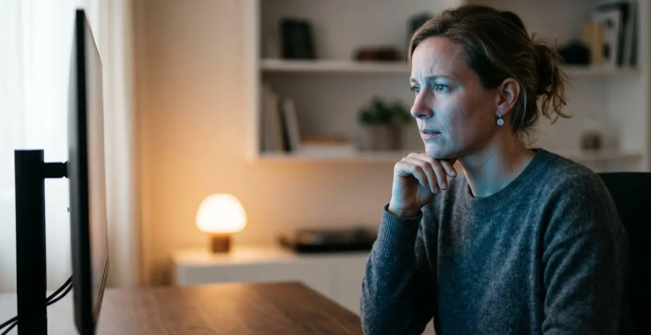 Créateur de contenu devant un écran sombre symbolisant la baisse de visibilité sur YouTube