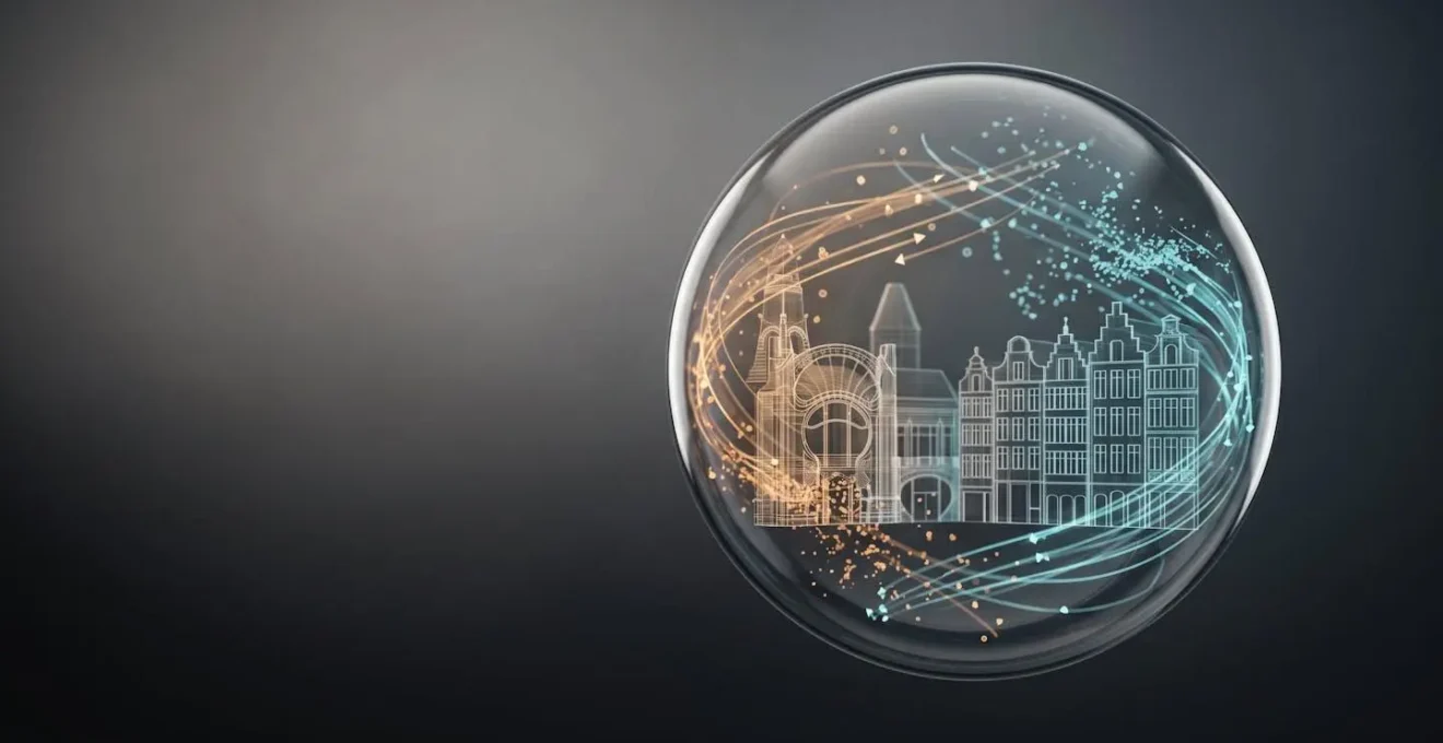 Représentation conceptuelle d'une bulle de filtres dans l'information politique belge